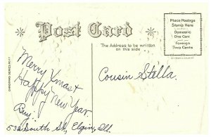 Greetings of the Season Vintage Postcard Holly Snow Scene