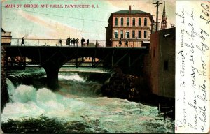 Bridge and Waterfall Pawtucket Rhode Island RI  UDB 1906 Postcard A1