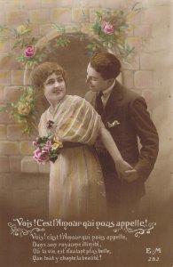 Victorian Style Jugendstil Lovely Couple Smiling RPPC B26