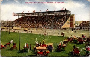 Postcard Grand Stand at Minnesota State Fair Grounds People Automobiles