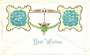Vintage Postcard 1910's Best Wishes Forget Me Nots Greetings Remembrance Card