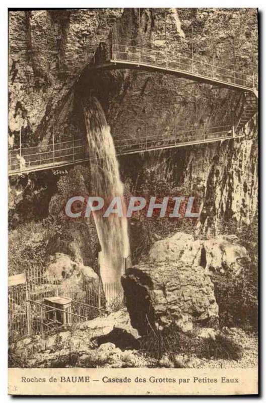 Old Postcard Rocks Baume Cascade Caverns ads by Waters