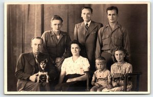 1945 FAMILY WITH CHILDREN AND DOG BELGIUM PHOTO RPPC POSTCARD P1992