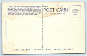 NEW ORLEANS, LA ~ City Park DUELING GROUNDS De Lissue-Le Bouisque 1940s Postcard