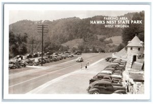 c1950's Hawks Nest State Park Parking Area Ansted WV RPPC Photo Postcard