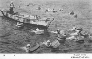 Mikimoto Pearl Island Japan Women Pearl Divers Vintage Postcard AA72276
