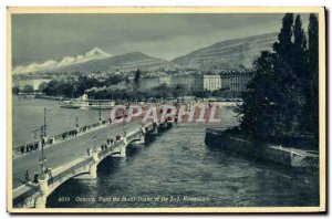 Postcard Old Bridge Geneve Mont Blanc and Ile Rousseau