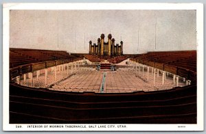 Salt Lake City Utah 1930s Postcard Interior Of Mormon Tabernacle