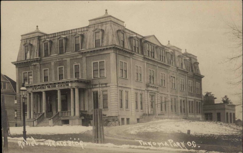 Washington DC Takoma Park Review & Herald Publishing Bldg c1910 RPPC