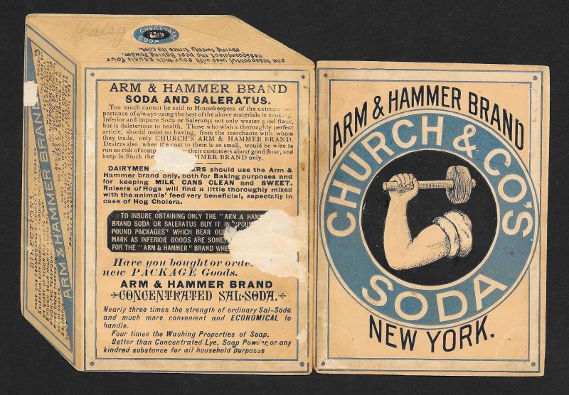 VICTORIAN TRADE CARD Die-cut Arm & Hammer Soda Box Jack Spratt & Wife