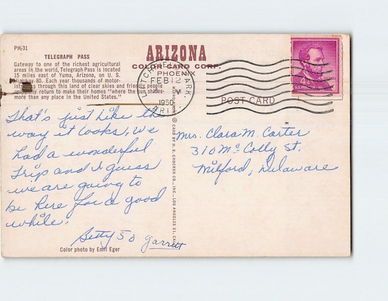 Postcard Telegraph Pass, Arizona