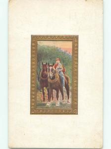 Divided-Back HORSE SCENE Great Postcard AA9446