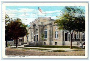 1923 Post Office Exterior Building Kankakee Illinois IL Vintage Antique Postcard