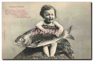 Old Postcard Fun Children Poisson d & # 39avril