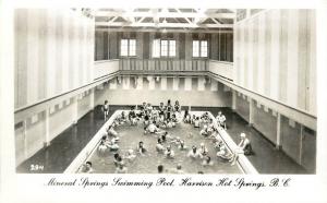 1940s RPPC Postcard Mineral Springs Swimming Pool Harrison Hot Springs BC Canada