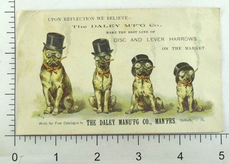 The Daley Mfg Co Disc & Lever Harrows Anthropomorphic Dogs Smoking Top Hats P103