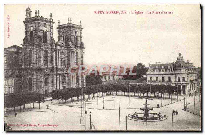 Old Postcard Vitry Le Francois L & # 39Eglise Square D & # 39Armes