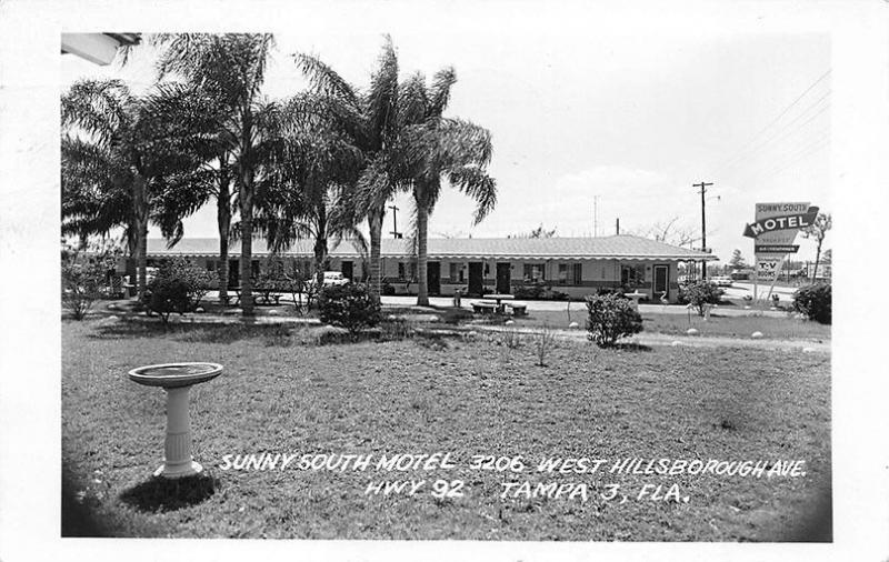 Tampa FL Sunny South Motel 3206 West Hillsborough Ave. Hwy 92 RPPC
