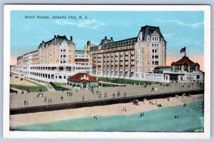 1920's HOTEL DENNIS BOARDWALK AMERICAN FLAG ATLANTIC CITY NJ ANTIQUE POSTCARD