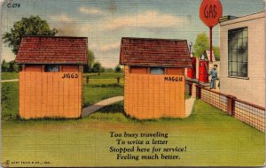 Gas Station American Midwest Scenic Roadside Linen Cancel WOB Postcard 