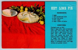 Florida Key Lime Pie Recipe, Vintage Chrome Postcard #2