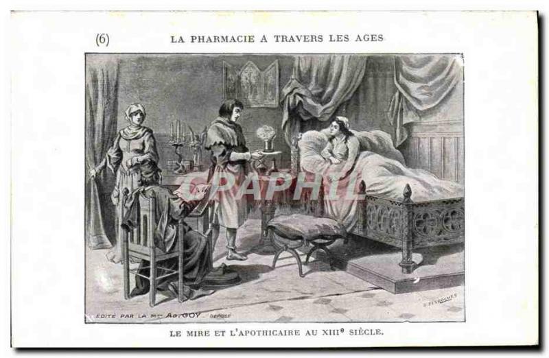 Old Postcard Pharmacy throughout the ages and the target & # 39apothicaire th...