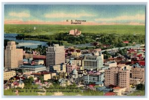 c1940 Aerial View Business Section U.S. Veterans Shreveport Louisiana Postcard