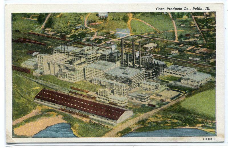 Corn Products Co Factory Pekin Illinois linen postcard