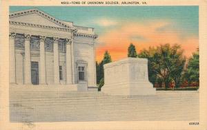 Arlington Virginia~Tomb of the Unknow Soldier~1940s Linen Postcard