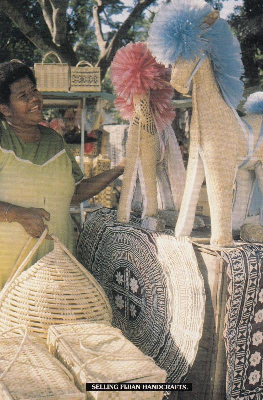 Fijian Fiji Handcrafts Hand Made Toy Horses Market Stall Postcard