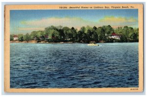 c1940's Beautiful Homes On Linkhorn Bay Virginia Beach Virginia VA Postcard 