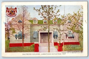 1907 Jamestown Virginia VA Vintage Postcard Baltimore Building Exposition Posted