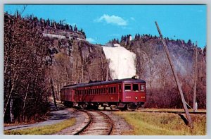 Quebec Railway Light & Power Train, Montmorency Falls, Vintage Postcard, NOS