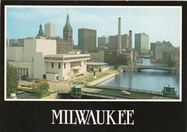 Wisconsin Milwaukee Looking South Along Milwaukee River Showing Skyline Perfo...