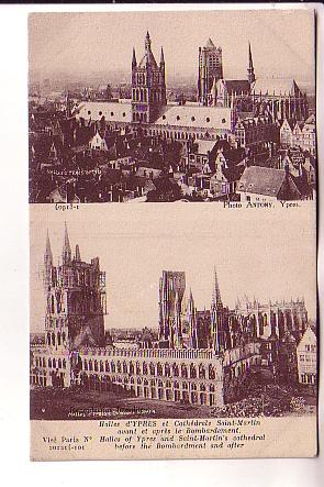 Churches, St Martin Before and After Bombardment, War Ruins, Ypres Belgium
