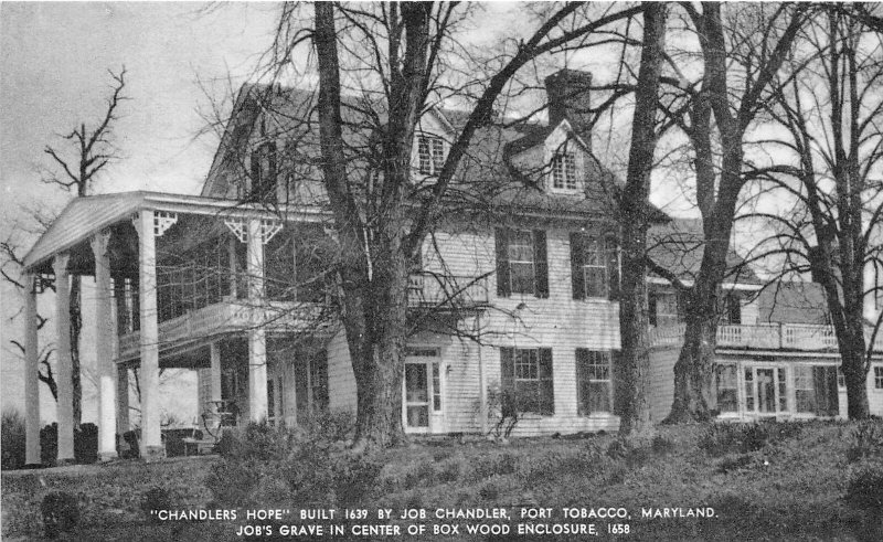 F52/ Port Tobacco Maryland Postcard Artvue c1930s Chandlers Hope Grave