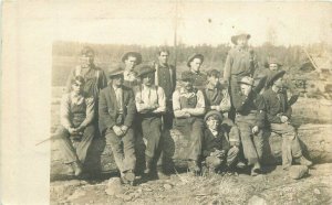 C-1910 Group Photo men and children RPPC Photo Postcard 22-414