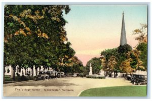 c1940's The Village Green Manchester Vermont VT Handcolored Vintage Postcard