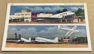 VINTAGE .01 POSTCARD UNUSED - MUNICIPAL AIRPORT, CHICAGO, ILL.