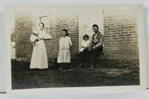 RPPC Victorian Era Just A Family Posing Outside the House Real Photo Postcard L9