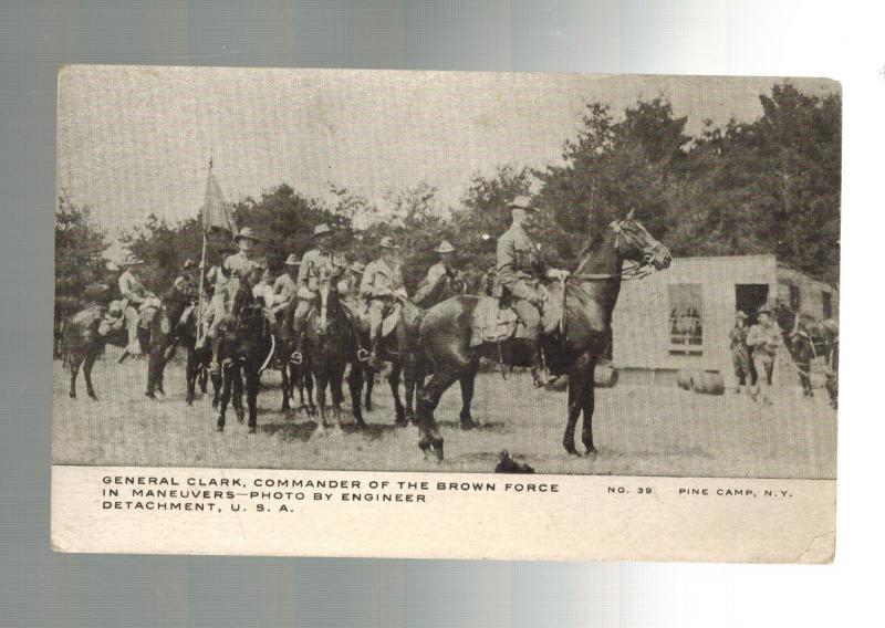 Mint WW 1 US Army General Clark on Horseback RPPC Postcard Pine Camp NY