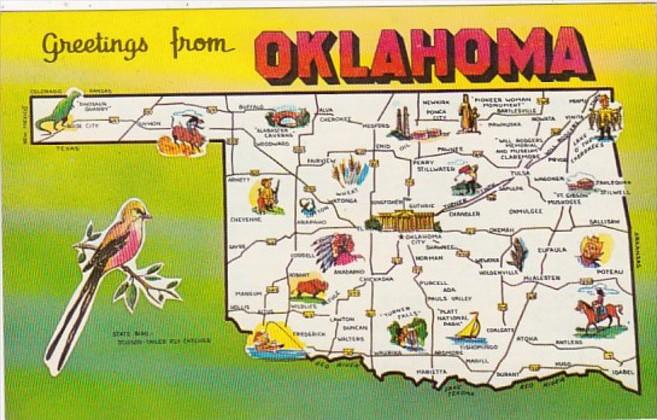 Greetings From Oklahoma With Map