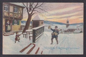Vinatga postcard GERMANY, Merry Christmas, Postman