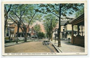 Front Street Scene Milton Pennsylvania 1920s postcard
