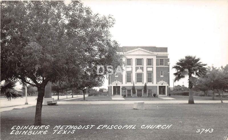 Texas Tx Postcard Real Photo RPPC c40s EDINBURG Methodist Episcopal Church