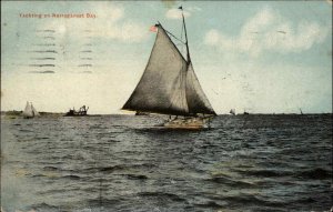 Narraganset Bay Rhode Island RI Schooner Yacht Yachting c1910 Vintage Postcard