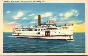 Vtg Steamer Nantucket Massachusetts Steamship Line 1930s Unused Linen Postcard