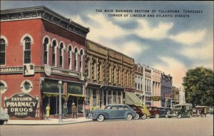 Tullahoma Tennessee TN Taylor's Pharmacy Drugstore Vintage Linen Postcard