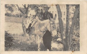 J15/ Interesting RPPC Postcard c1910 Donkey Ride Children Father 126