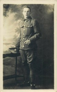 Military man uniform early photo postcard